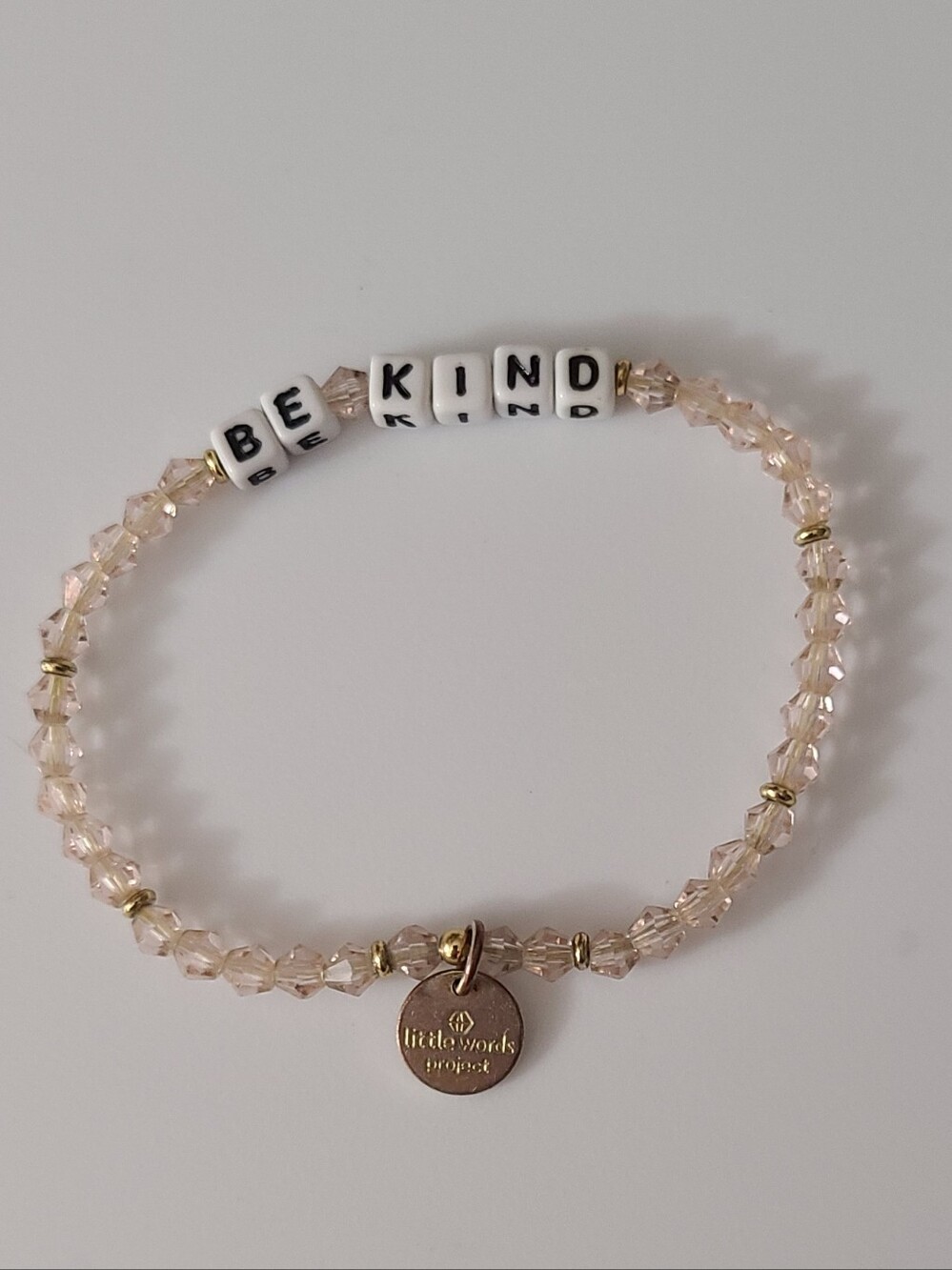Little Words Project BE KIND bracelet Pink Crystal Stretch